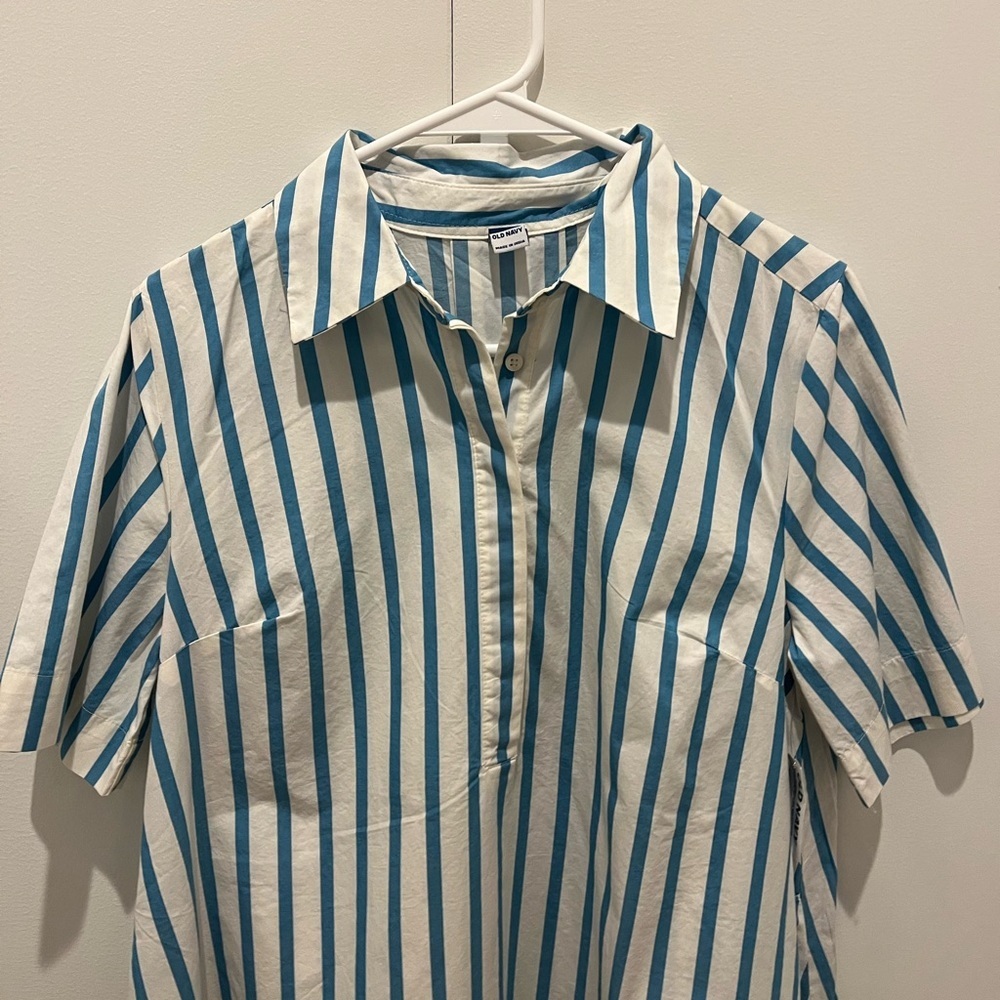 Old Navy Blue and White Striped Shirt Dress - Picture 5 of 17